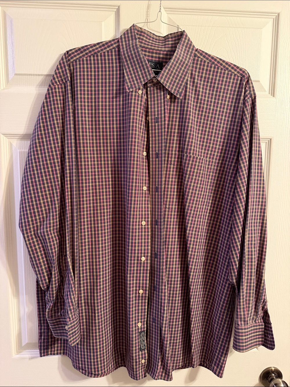Jos. A. Bank Purple and Green Plaid Button-Down Shirt